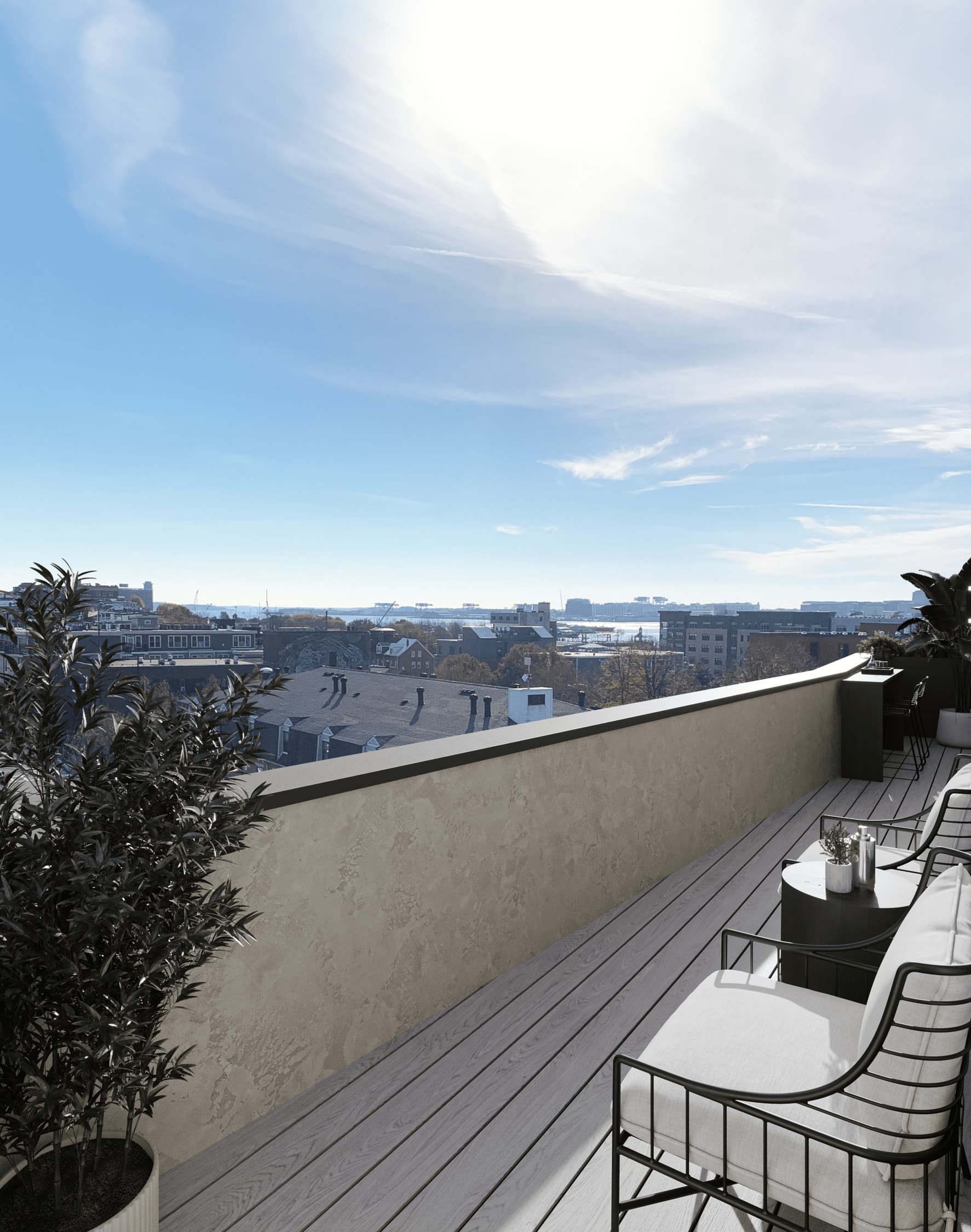 External balcony view from the city in a sunny day
